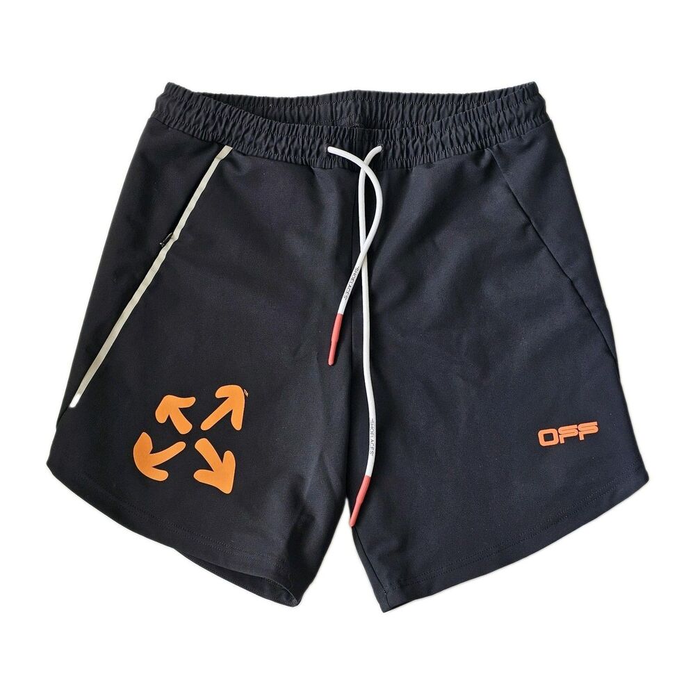 Off-White Black Orange Athletic Shorts Authentic Designer Streetwear Size S